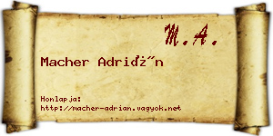 Macher Adrián névjegykártya